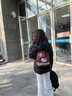 TRENDY2025新款女雙肩包大容量抽繩學(xué)生背包帆布包 紅色 曬單實拍圖