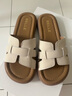 百麗（Belle）度假風(fēng)一字拖女商場(chǎng)同款舒適可外穿休閑拖鞋E2T1DBT5預售 米色 34 (220mm) 曬單實(shí)拍圖