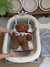ONLYOU BABY嬰兒洗澡盆寶寶浴盆嬰幼兒坐躺新生兒家用兒童可折疊浴桶小孩洗澡 浴盆+浴架+浴網(wǎng)+懸浮墊+臉盆*3 【安伯灰】（送禮包） 曬單實(shí)拍圖
