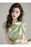 皮爾卡丹（pierre cardin）上衣醋酸襯衫女裝設(shè)計(jì)小衫夏季真絲2025新款短袖襯衣獨(dú)特漂亮打底 淺綠色襯衫 S 曬單實(shí)拍圖