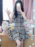 JIOESC法式氣質(zhì)學(xué)院風(fēng)套裝格紋襯衫連衣裙子女夏季2025新款今年流行爆款 【藍(lán)格紋】 M 45/55kg 曬單實(shí)拍圖