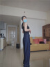 婳如嫣九分高腰天絲窄版牛仔闊腿褲女2025夏季薄款寬松冰絲顯瘦直筒長褲 藍(lán)色長褲 L 建議105-115斤 曬單實(shí)拍圖