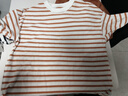 無(wú)印良品（MUJI）女式 條紋 圓領(lǐng)短袖T恤 上衣打底衫女款內(nèi)搭女裝女士 煙熏橙色條紋 M (160/84A) 曬單實(shí)拍圖