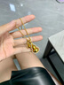 可穎999足金金包銀韋雪同款貔貅吊墜金剛杵碎鉆黃金項鏈女款鎖骨鏈禮 金1克-總7克-雙葫蘆肖邦鏈 曬單實拍圖