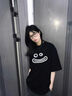 佐敘美式黑色純棉短袖t恤女夏季新款笑臉設(shè)計感小眾高街寬松半袖上衣 黑色 M （85-100斤） 曬單實拍圖