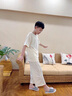 G.DUCKKIDS童裝男童睡衣夏季新款冰絲短袖兒童家居服套裝中大童男孩空調(diào)服 藍色 170 (建議身高160cm 14-15歲)cm 曬單實拍圖