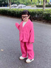 G.duck小黃鴨童裝女童西服套裝春秋兒童韓版兩件套春裝小女孩衣服休閑西 粉色 110 建議4~5歲【100-110cm】cm 曬單實(shí)拍圖