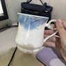 瑞玖輕奢骨瓷辦公杯馬克杯家用水杯茶杯商用陶瓷帶蓋主人杯描金會議杯 藍(lán)顏知己祥和骨瓷辦公杯410ml 曬單實(shí)拍圖