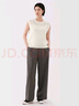 無(wú)印良品（MUJI） 女式 強(qiáng)捻網(wǎng)眼法國(guó)袖毛衣 女款背心25年夏季針織衫女裝 BA1QFA5S 米白色 L (165/88A) 曬單實(shí)拍圖