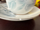 華光國瓷骨瓷茶杯送禮 蓋杯水杯辦公一杯一碟禮盒裝 灰牡丹 曬單實(shí)拍圖