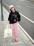 moonkids女童秋季套裝2025新款衛(wèi)衣褲子時髦韓版春秋款兒童秋裝工裝褲大童 4940黑色衛(wèi)衣+15152粉色工裝褲 160 cm 曬單實拍圖