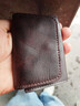 JLFGPJ復古手工擦色真皮零錢(qián)包男頭層植鞣牛皮駕駛證卡包女小汽車(chē)鑰匙包 深棕色 2卡位 曬單實(shí)拍圖