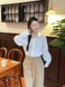 茵曼幸運(yùn)如意通勤府綢襯衫2025秋季女裝新款法式簡(jiǎn)約寬松長(zhǎng)袖襯衣 珍珠白 （領(lǐng)口有紐扣） S 曬單實(shí)拍圖