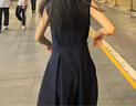 VEROMODA連衣裙2025夏季新款撞色翻領(lǐng)高腰線收褶中長(zhǎng)裙3252SZ007 海藍(lán)色 S 曬單實(shí)拍圖