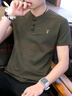 花花公子（PLAYBOY）短袖T恤男夏季男士潮流V領(lǐng)半袖棉麻衣服中國風(fēng)男裝 綠色 XL  曬單實(shí)拍圖