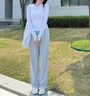 孕婦褲夏季外穿薄款闊腿褲大碼長(cháng)褲直筒打底顯瘦上班族孕婦裝夏裝 奶白色 M 【90-110斤】 曬單實(shí)拍圖