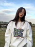 芭芙達(dá)妮美式覆古vibe風(fēng)衛(wèi)衣女加絨加厚款秋冬季慵懶風(fēng)寬松外套上衣 白灰色(仙人掌:春秋款) L :111-135斤 曬單實(shí)拍圖