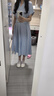 歌莉婭醋酸連衣裙女2025新款夏季通勤穿搭冷淡系小裙子1E9L4K740 15U灰藍 XS 曬單實(shí)拍圖
