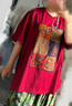 三吉黑花【聽風(fēng)】新中式上衣香云紗真絲國(guó)風(fēng)短袖T恤女貼布繡夏季 煙紅格子 S 曬單實(shí)拍圖