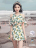 佑游泳衣女ins風(fēng)純欲連衣裙性感顯瘦溫泉保守泳裝四件套12225綠色2XL 曬單實(shí)拍圖