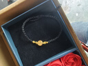 中國黃金（CHINA GOLD）金榜題名黃金手鏈幸運手繩成人禮物十八歲中高考逢考必過(guò)送女兒子 足金旗開(kāi)得勝手繩-黑/可刻字 曬單實(shí)拍圖