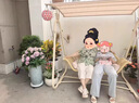 筑家星宇秋千戶外庭院花園陽(yáng)臺(tái)室外休閑吊床家用搖籃椅農(nóng)村別墅網(wǎng)紅吊籃椅 原木色帶蓬雙人秋千[帶坐墊抱枕] 曬單實(shí)拍圖