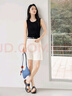 對(duì)白簡(jiǎn)約百搭高腰A字短褲女2025夏季新款壓褶寬松顯瘦直筒休閑褲 米白色 S 曬單實(shí)拍圖