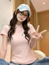 LDBE粉色polo領(lǐng)短袖T恤女2025新款夏季正肩修身顯瘦甜美百搭上衣體恤 粉色 M 【90-110斤】 曬單實(shí)拍圖