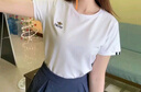 短袖女2025夏季新款修身顯瘦繡花女士上衣韓版圓領(lǐng)棉休閑白色t恤 白色 XL 建議110-120斤 曬單實(shí)拍圖