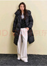 獨束大碼女裝雙色長(cháng)款連帽羽絨服2024冬裝新款立領(lǐng)保暖白鴨絨外套 黑色 L (尺碼：2) 曬單實(shí)拍圖