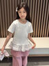 G.DUCKKIDS2025新款夏季女童蕾絲邊短袖燙鉆牛仔褲兩件套時(shí)尚百搭休閑套裝 蕾絲邊短袖 120 cm 曬單實(shí)拍圖