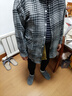 皮爾卡丹（pierre cardin）春秋款女士歐貨2025新款風(fēng)衣短外套洋氣休閑夾克上衣 黑咖格 3XL 曬單實(shí)拍圖