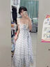 沐霓蕾絲花邊碎花連衣裙女2025夏新款森系甜美溫柔學(xué)院風(fēng)海邊度假長(zhǎng)裙 碎花連衣裙(單件)藍(lán)色M90-105斤 曬單實(shí)拍圖