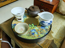 IKXO千里江山茶盤小型家用圓形瀝水高端盤茶具收納干泡盤桌面小茶臺(tái)式 【蓄排兩用】萬(wàn)里江山圓盤(大) 曬單實(shí)拍圖