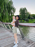太平鳥(niǎo)女裝牛仔褲高腰中短褲裙褲夏季A字簡(jiǎn)約百搭通勤 綠色 S 曬單實(shí)拍圖