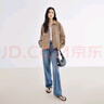 對(duì)白復(fù)古仿麂皮絨短外套女2025秋裝新款設(shè)計(jì)感小個(gè)子休閑夾克上衣 淺卡其 【預(yù)售9月14日發(fā)貨】 S 曬單實(shí)拍圖
