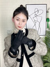 十竹仿麂皮絨手套女冬季新款加絨保暖防寒觸屏騎行開車防風(fēng)寒手套觸屏 黑色【可觸屏】修飾手型不臃腫 曬單實(shí)拍圖