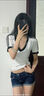 柯蘭娜美式辣妹高腰性感超短褲熱褲牛仔褲女夏季深藍(lán)色設(shè)計(jì)感卷邊短褲子 藍(lán)色 L （105-120斤） 曬單實(shí)拍圖
