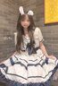 閃動(dòng)少女（SHANDONGSHAONV）可愛(ài)夏日海軍風(fēng)紺色水藍色青春元氣少女JK蛋糕裙洋裝連衣裙 連衣裙送蝴蝶結 M 曬單實(shí)拍圖