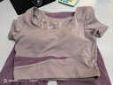 徽昂運動套裝女瑜伽服跑步健身服速干衣拼色t恤含胸墊短袖五分褲紫M 曬單實拍圖