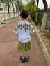 猴兄仔童裝男童套裝夏季男孩休閑運動(dòng)短袖t恤工裝褲兩件套中大兒童夏裝8 豆綠色 150 (建議身高140CM左右) 曬單實(shí)拍圖