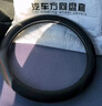 DEYAN汽車(chē)方向盤(pán)套四季通用夏季透氣防滑吸汗超薄款真皮車(chē)用把套內飾品 適用奧迪A6L/A4L/A3A7A8Q3Q7Q5L 超薄【D形】黑色線(xiàn)（不帶車(chē)標） 曬單實(shí)拍圖