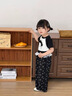 G.DUCKKIDS小黃鴨童裝女童短袖套裝夏季新款洋氣韓版休閑小女孩夏裝兩件套薄 黑白色 90 (建議80-90cm 1-2周歲） 曬單實(shí)拍圖