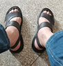足力健老人鞋夏季透氣男涼鞋休閑沙灘鞋25272002D 棕色 A款 44 曬單實(shí)拍圖
