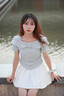 京多夢(mèng)淑女設計感拼接紐扣短袖T恤女夏季新款收腰方領(lǐng)針織衫溫柔上衣 藍色 L 藍色（105-120斤） 曬單實(shí)拍圖