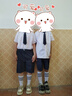 凌卡戚中小學(xué)生大合唱表演服裝英倫風(fēng)校服詩(shī)歌朗誦演出服兒童幼兒園園服 男款藏青短袖套裝 150 曬單實(shí)拍圖