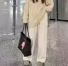 沐霓 寬松闊腿褲 休閑褲女2025夏季米白色高腰闊腿長(zhǎng)褲顯瘦慵懶拖地褲 休閑寬松米白褲子 S 曬單實(shí)拍圖