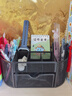 齊心（COMIX）辦公金屬網(wǎng)狀筆筒 九格組合抽屜式多功能大容量桌面收納盒 辦公用品 黑色 B2001 曬單實拍圖