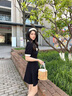 JIOESC2025新款茶歇法式氣質(zhì)小個子黑色polo領(lǐng)連衣裙子女裝夏季a字短裙 45/55kg/M 曬單實拍圖