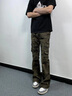 卡圖弛cleanfit美式高街修身微喇牛仔褲男夏季直筒設(shè)計感嘻哈工裝長褲子 迷彩色 XL 曬單實拍圖